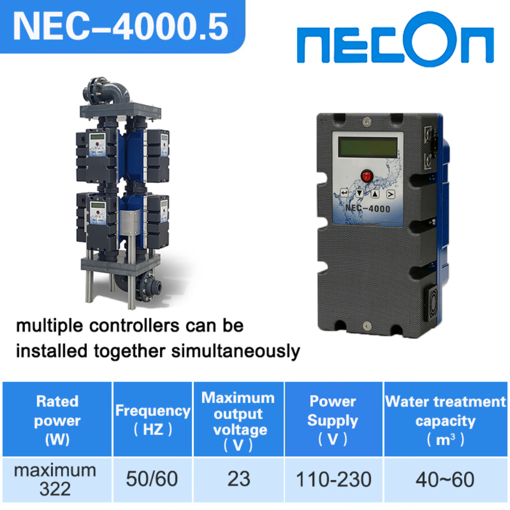 NEC-4000.5 NECON Copper and Silver Ion disinfection System, Suitable for swimming pools of 40-60 cubic meters, made in Germany, 100% chemical free、Fast disinfection、Long time bacteriostasis、No wastewater、Deodorization
