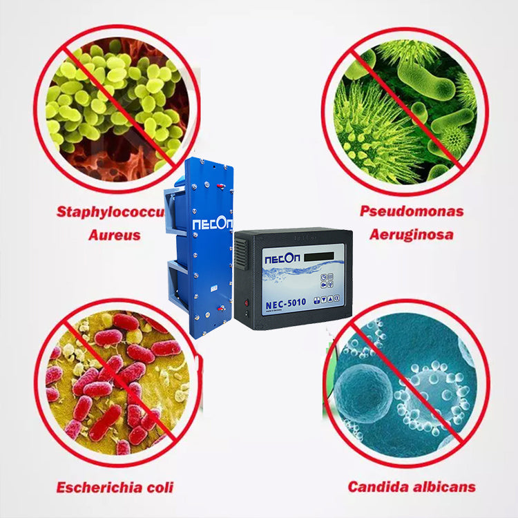Ionic water treatment and disinfection equipment for hot spring swimming pools, model NEC-5010.2 copper silver ion sterilizer, ion sterilization technology cleaning and sterilization equipment