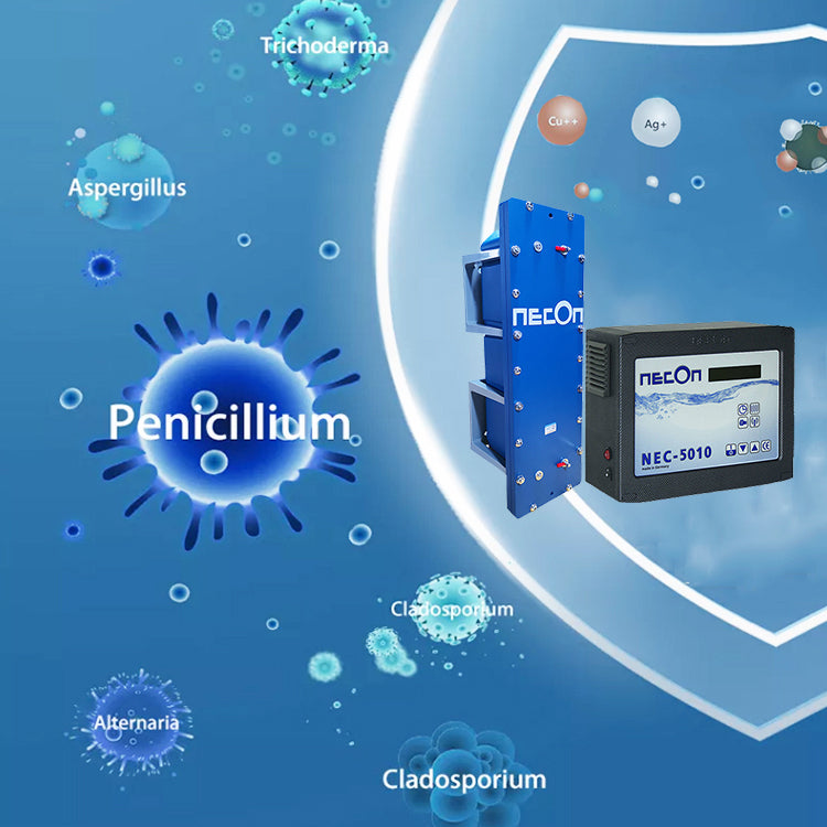 Ionic water treatment and disinfection equipment for hot spring swimming pools, model NEC-5010.2 copper silver ion sterilizer, ion sterilization technology cleaning and sterilization equipment