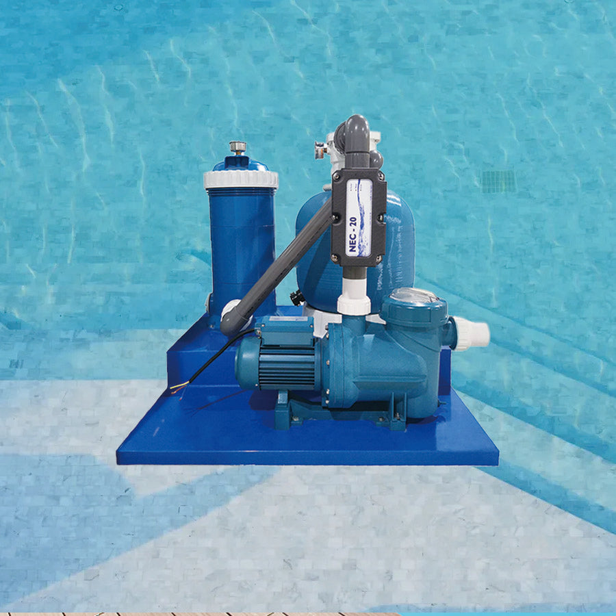 Infant swimming pool water circulation disinfection and filtration set, NEC-20 small swimming pool water treatment equipment, suitable for swimming pools of about 20 cubic meters, 100% chemical free, no irritation, skin friendly