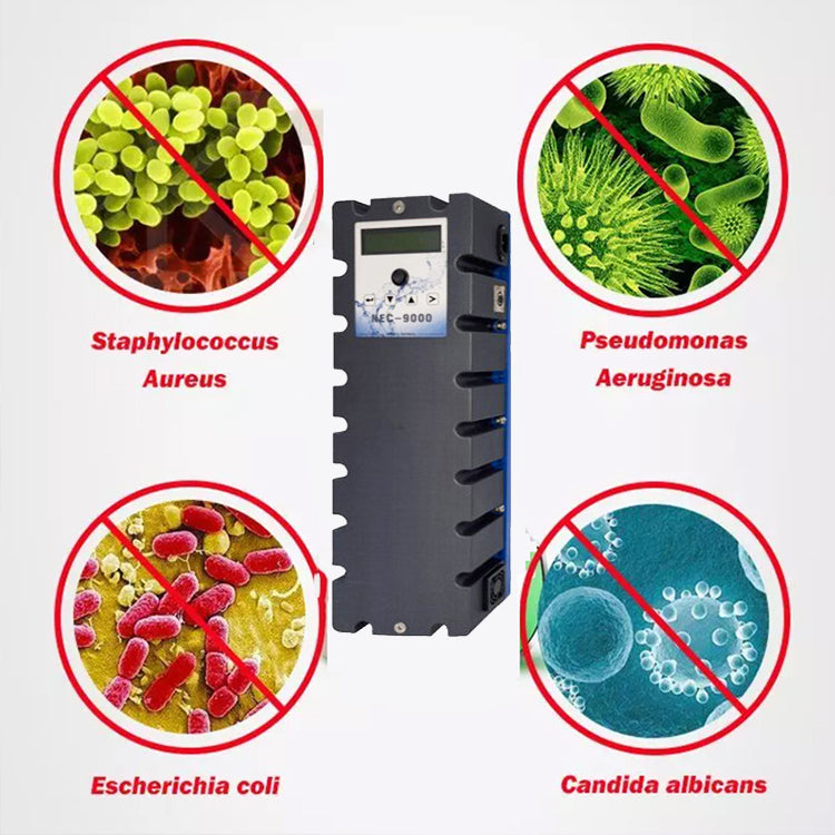 Copper silver ion swimming pool water processor, model NEC-9000, suitable for swimming pools of 120-200 cubic meters. Physical water purification equipment for swimming pools, 100% chemical free, making swimming safer