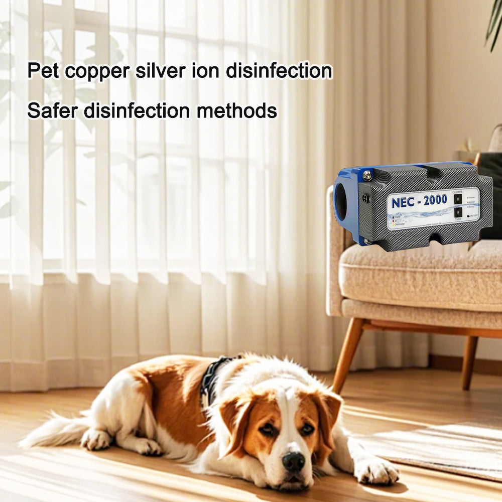 NECON Copper and Silver Ion disinfection System， Used for sterilization and antibacterial purposes in pet related products, 100% chemical free, fast disinfection, long-term antibacterial, odor removal, no wastewater generation, safe and non-toxic